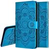 IMEIKONST Huawei Mate 20 PRO Custodia Embossed Premium Phone Cover a Libro in Pelle PU Flip Portafoglio Holder Protettiva Magnetic Stand Caso per Huawei Mate 20 PRO Mandala Blue LD