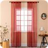 GIRASOLE HOME Coppia Tende Voile Trasparenti Effetto Lino Tenda per Soggiorno Camera Cameretta Balcone Finestra e Interni 2 Pannelli con Tasca (Rosso, 70x240cm)
