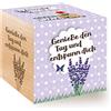 Feel Green Celebrations Ecocube, Semi biologici di Lavanda, cubo di Legno con Incisione Laser Genieße den Tag und entspann Dich, Idea Regalo sostenibile, Set di Coltivazione, Made in Austria