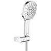 Grohe Rainshower 130 SmartActive 26580000 Soffione Doccia a 3 Getti, Ecojoy Portata Limitata a 9,5l/min, Set con Supporto, Cromo Rotondo, 130 mm, Set di 3 Pezzi