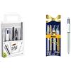 Bic Silver Set 1 Quaderno, 3 Pennea Sfera, 1 Penna Gel, 1 Matita Grafite, 1 Pennarello Feltro, 1 Portamine & Cristal Shine E 4 Colori Shine, Penne A Sfera, Punta Media, Pack Natale 2 Cristal Shine