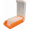 helit H6901140 - Scatola per schede "the beebox" DIN A7 orizzontale, arancione, archivio e contenitore per flashcard