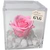 Premium-rose.com OneFlower by PREMIUM-ROSE - Cubo Rosa Stabilizzata Rosa 6 cm con Marmo di Carrara - Rosa Eterna Stabilizzata Made in Italy - Idea per Chi Ama Colori Vivaci e Giovani Donne - Rosa A 1065