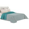 Italian Bed Linen Elegant Trapuntino Estivo, Microfibra, Verde Acqua/Grigio Chiaro, Matrimoniale, 260x270cm