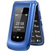 uleway GSM Telefono Cellulare per Anziani,Flip Telefoni Cellulari Tasti Grandi,Volume alto,Funzione SOS, 2.4+1.77 Doppio display,Pantalla 2.4(Blu).