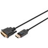 DIGITUS Cavo adattatore DisplayPort - DP a DVI (24+1) - Full-HD 1080p/60Hz - Displayport 1.1a - 2,0 m - con chiusura - adatto a monitor, schede grafiche - nero