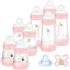 MAM Biberon Set Neonato con 8 biberon anticolica Easy Start, 1 Ciuccio Original Start, 1 Beccuccio extra morbido e 1 Manico, Accessori neonati per ridurre bolle d'aria e il rischio di coliche, Rosa