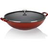 Kela 11947, Padella Wok con Coperchio ignifugo, Ghisa Smaltata, Elevata conservazione del Calore, Adatta a Piani a induzione, Ø 36 cm, 4 l, Rosso, Calido, 36,00x36,00x10,00 cm