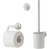 Tiger Urban - Set di accessori da bagno in acciaio INOX, 3 pezzi, con porta carta igienica, ganci e scopino per WC, con anelli decorativi intercambiabili per personalizzare la vostra casa