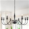 ASHUAQI Lampadario Soggiorno Nero, 8 Luci Classico Candela Lampadario a Sospensione, Base E14 Moderno Industrial Lampadari, Altezza Regolabile Vintage Lampadario per Camera da Letto, Cucina, Corridoio