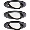 Paulmann Nova 94471 Lampada LED Coin set da 3 fissa tonda orientabile 3x6,5W bianco caldo faretto da incasso nero opaco alluminio 2700K 19.5 W, 3 pezzi