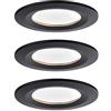 Paulmann Faretto da incasso a LED Nova 3x6W 2700K Nero opaco | Set di 3 lampade, IP44, per collegamento diretto a 230 V, luce Bianco caldo, sorgenti luminose a lunga durata