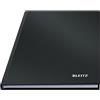 Leitz Quaderno A5 A Quadretti, 160 Pagine, 80 Fogli di Carta Certificata FSC da 80 g/m², Copertina Rigida Robusta e Antigraffio, per Ufficio, Scuola o come Diario, Serie Solid, Nero, 46660095