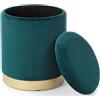 Sedute TP 76 pouf contenitore in velluto verde petrolio piccolo