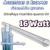 Quarzo Ricambio Ultrarays UV-C 16W Ø23x360mm 2+2 Pin