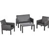 Outsunny Salotto Giardino Rattan Sintetico, Divano Esterno + Tavolino, Set 4 Pz, Grigio, Per Momenti Unici all'Aperto|Aosom