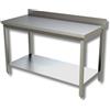 Ristoattrezzature Modello: 100572024,Tavolo in acciaio inox 160x70x95h cm su gambe con piano di fondo e alzatina EC