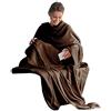 CelinaTex TV Decke Coperta soffice con Maniche Tasche Tasche per i Piedi Microfibra Pile Coral Coperta 170 x 200 cm Marrone