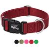 Hyhug Tinta unita Classico regolare Collo pesante per cani di taglia media di taglia piccola, regolazione del design unica. Scivolo in triglide (fibbia). (Medio M, Rosso)