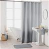 Douceur d'Intérieur 1800694 - Tenda da doccia con ganci, in poliestere, 180 x 200 cm, colore: Grigio