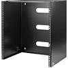 StarTech.com Staffa Rack 19 a parete 12U, Profondità 34,9 cm, Rack per patch pannell da 19 pollici i per apparecchiature di rete poco profonde, Portata 56,7 kg , Acciaio, Nero (WALLMOUNT12)