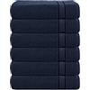 Sweet Needle Asciugamano da bagno Super Soft 580 GSM, 100% cotone filato ad anello assorbente con finiture in rayon, 100% cotone, blu navy, salviette - confezione da 6