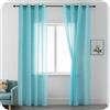 GIRASOLE HOME GIRASOLE Coppia Tende Voile Semitrasparenti Effetto Lino Tenda per Soggiorno Camera Balcone Finestra e Interni 2 Pannelli con Occhielli (Turchese, 140x290cm)
