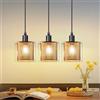 ZMH Lampada a sospensione vintage lampadario soggiorno - Oro lampadari industriale con tre paralumi in vetro e metallo lampadine E14 lampada da tavolo da pranzo regolabile in altezza