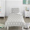 Bloomsbury Mill - Set Copripiumino Singolo Bambino e Bambina - Grigio & Bianco Stelle - Lenzuola Letto Singolo Reversibile - Set di Biancheria da Letto per Bambini - 135x200cm e Federe