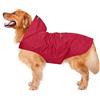 Zellar Impermeabile per Cani con Cappuccio e Foro per Colletto e Strisce Riflettenti protettive, Impermeabile Ultraleggero e Impermeabile 100% Impermeabile Cani di Taglia Media Large rosso