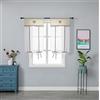 GIRASOLE HOME GIRASOLE Coppia Tende Bianche in Lino-Cotone-Poliestere con Ricamo Cuore Grigio Stile Shabby Chic 2 Pannelli con Tasca (Grigio, 60 x 150cm)