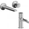 Fantini Lamè Miscelatore lavabo da parete e miscelatore bidet, manopola senza leva