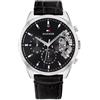 Tommy Hilfiger Orologio Analogico Multifunzione al Quarzo da Uomo con Cinturino in Pelle Nero - 1710449