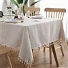 Dremisland Cotone Lino Tovaglia Tinta Unita Nappa Tovaglia Rettangolare Antimacchia Copritavolo Tablecloth Decorazione Tavola da Pranzo Cucina Bar Caffetteri (Beige, 140x180 cm)