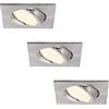 HCFEI Set di 3 faretti LED rettangolari, dimmabili, cromati opachi, orientabili, 5 W, piatti, 230 V, incasso 68 mm, angolo diffusione 120° (bianco caldo)