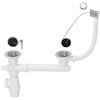 Wirquin SP3239 - Sifone con 2 pilette, 2 tappi con catena, tubature e attacco per lavatrice