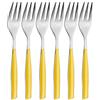 BUGATTI, Glamour, Set 6 Forchettine da Dolce in Acciaio Inox 18/10 e Manico Colore Giallo, Confezionato in Scatola Regalo, Lavabili in Lavastoviglie