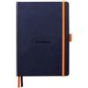 RHODIA 117808C - taccuino mOrobido Goalbook Blu Notte - A5 14,8X21cm - Puntinato DOT - 240 pag. - Carta Clairefontaine AvOroio 90g/m² - 2 nastri, chiusura con elastico - Simil Cuoio