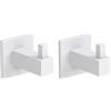Kon-fort Home Appendi Accappatoio Quadrato Bagno Bianco. Set 2 Ganci Bagno Cucina, Design in Acciaio Inossidabile AISI 304, Bianco Opaco con Viti.
