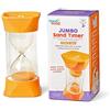 hand2mind - Clessidra con sabbia grande, 5 minuti, con tappi in gomma morbida, offre una pausa silenziosa, timer per la sabbia in classe per bambini, spazzolatura dei denti e timer di gioco (set da 1)
