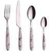 EXZACT 24 pezzi marmo manico set posate acciaio inox per 6 persone | specchio lucido acciaio inox con marmo Print manici per quotidiano tavola feste e famiglia pasti