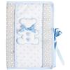 FILET - Copri Libretto Sanitario con Ricamo a Forma di Orsetto, Cover Documenti Sanitari Neonato, Compatibile con Chaier de Santé de l'Enfant Formulaire CERFA no 12593 * 02, Colore Grigio e Azzurro