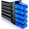 deleyCON 5x 0,25m Set Cavo Rete CAT6 - Cavo LAN CAT-6 RJ45 U-UTP Corto 25cm Patch Ethernet DSL Switch Router Modem Repeater Patchpanel - Nero