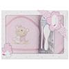 Interbaby P1177-02, Asciugamano con cappuccio per neonato LOVE YOU in rosa con Set de Spazzola e Pettine - 900 g