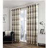 Fusion Dreams 'n' Drapes Balmoral Check-Coppia di Tende pronte all'Uso in Cotone 100%, Tela, Natural, Curtains: 66 Width x 54 Drop (168 x 137cm)
