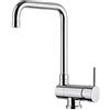 Paini - Rubinetto Miscelatore Monocomando Cucina, Lavello, Cromato, Leva laterale con bocca alta orientabile ad angolo, sottofinestra , Design moderno, interamente prodotto e lavorato in IT