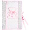 FILET - Copri Libretto Sanitario con Ricamo a Forma di Orsetto, Cover Documenti Sanitari Neonato, Compatibile con Chaier de Santé de l'Enfant Formulaire CERFA no 12593 * 02, Colore Grigio e Rosa