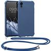 kwmobile Custodia Compatibile con Apple iPhone XR Cover - Back Case in Silicone TPU - Protezione Smartphone con Cordino - blu scuro