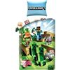 Halantex MINECRAFT - Set di biancheria da letto in cotone con copripiumino 140 x 200 cm e federa 70 x 90 cm, originale