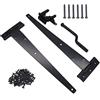 NUZAMAS - Set di 2 cerniere per capannoni da 30,5 cm, resistenti, con chiusura a scatto, in ferro battuto, antiruggine, colore: nero